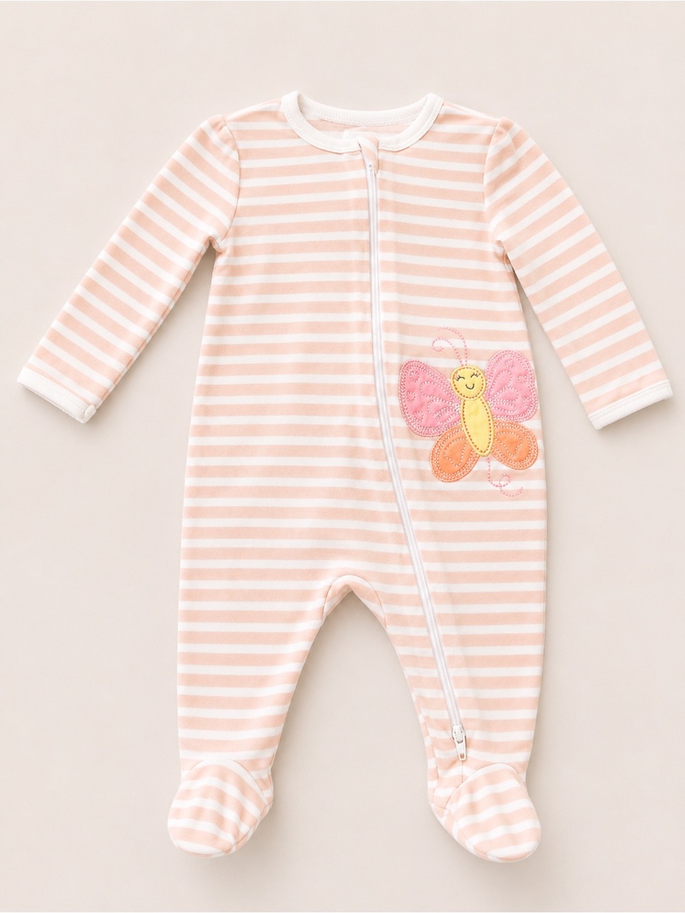Wonder Nation - Zipper Sleeper W/ Stripes (Cotton) - 0-3M
